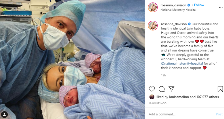 Rosanna Davison Welcomes Miracle Identical Twin Boys